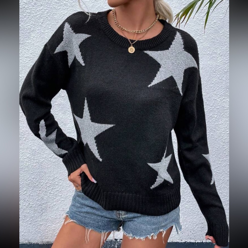 Stars print sweater top - Picture 2 of 15